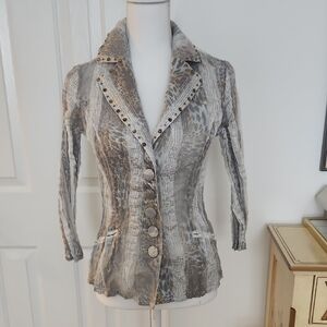 Alberto Makali Mesh Leopard Blazer Small Designer Price Firm